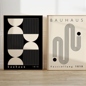 Black Bauhaus Printable Poster Set, Mid Century Modern Print Set of 6 ...