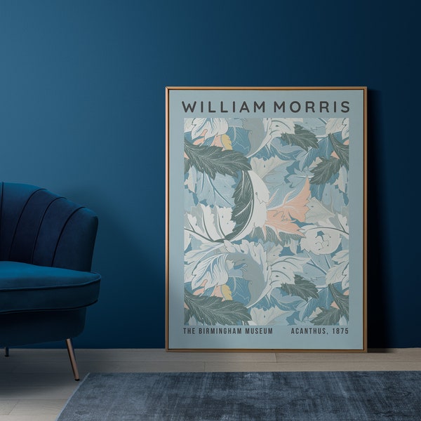 William Morris Printable Wall Art, William Morris Pastel Blue Print, Danish Pastel Floral Wall Art, Art Nouveau Poster, Pastel Gallery Wall