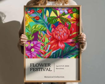 Flower Festival Art Print: Colorful Botanical Wall Art (Digital Download)
