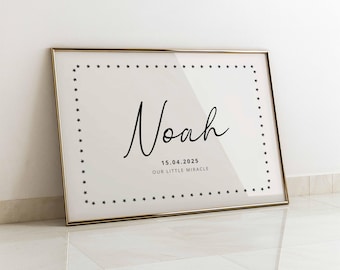 Personalized Minimal Name Print With Date: Custom Name Printable Poster