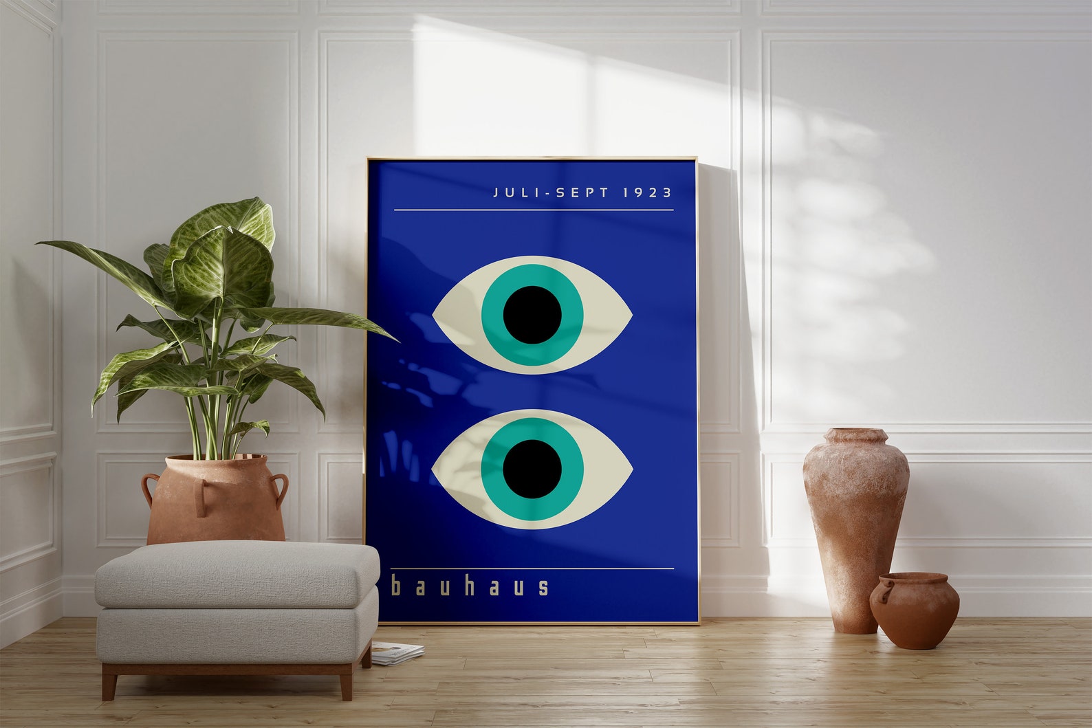 Bauhaus Eye Printable Wall Art Mid Century Modern Print Blue - Etsy