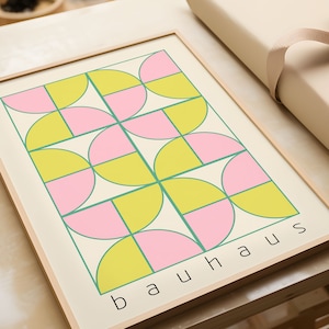 Bauhaus Printable Wall Art, Mid Century Modern Print, Pastel Colors Minimalist Art Print, Retro Bauhaus Poster, Exhibition Poster Download
