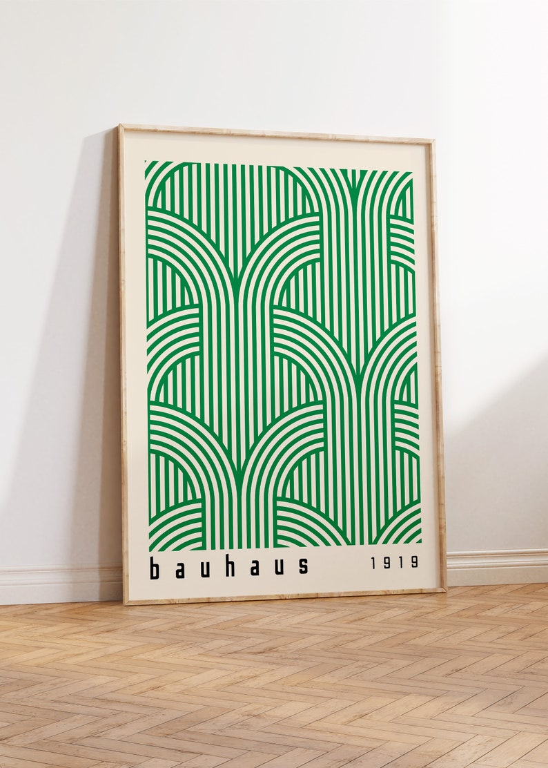 Green Bauhaus Printable Poster Set, Mid Century Modern Print Set of 6 ...