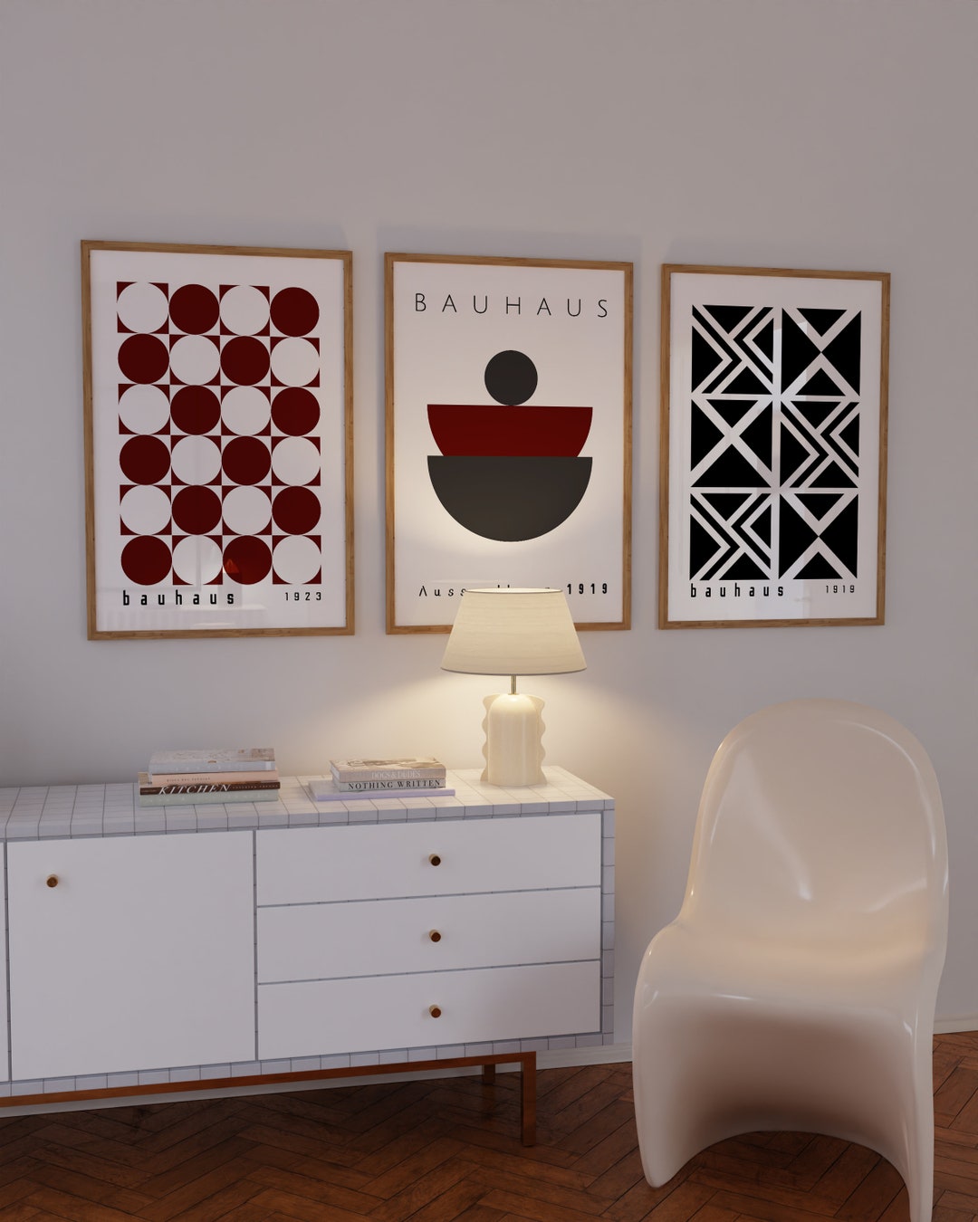 Bauhaus Printable Wall Art Set, Mid Century Modern Art Print Set of 3 ...
