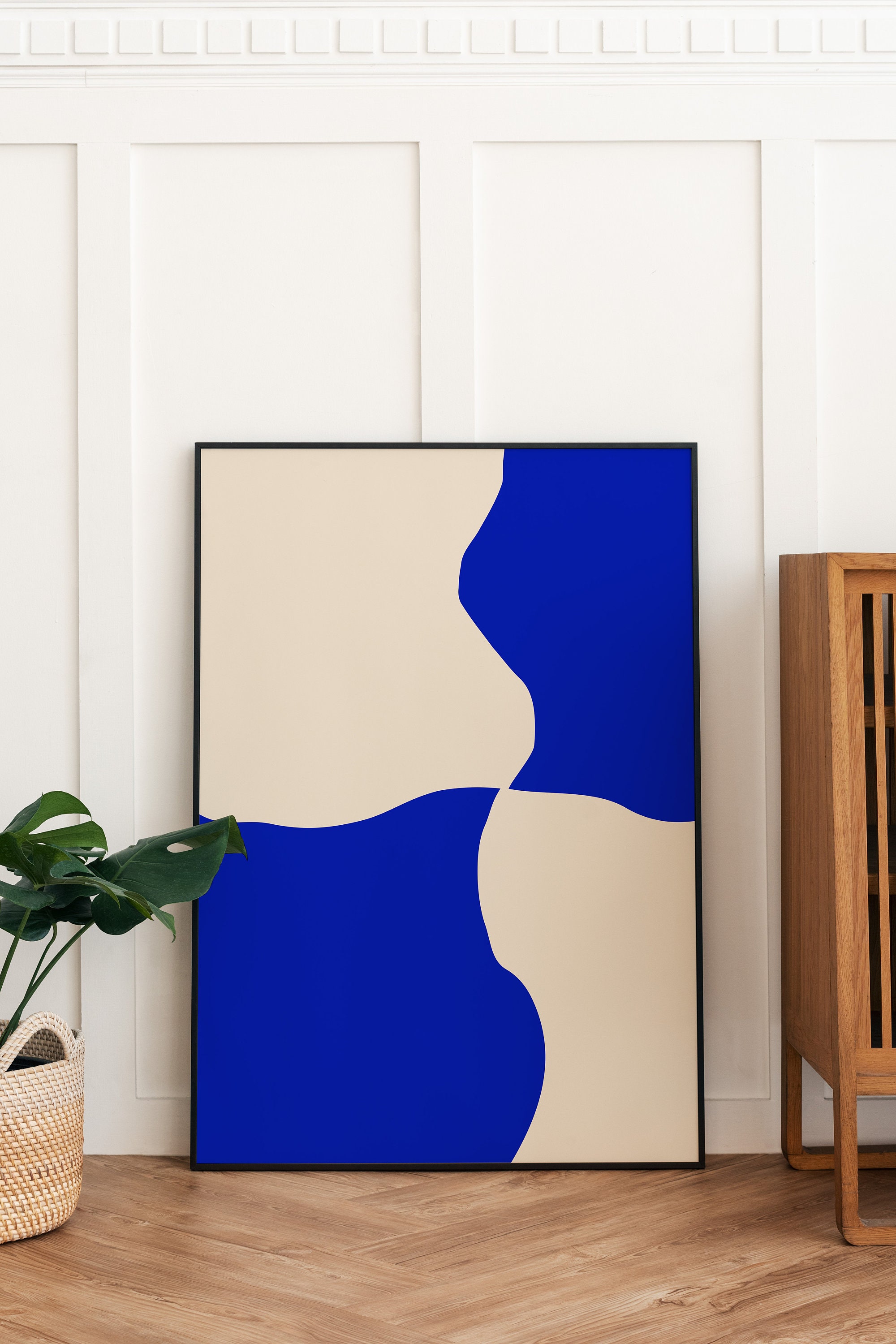 Royal Blue Minimalist Abstract Printable Wall Art Bright Blue Etsy