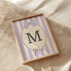 Personalized Initial Printable Wall Art, Baby Name Poster, Custom Initial Print, Name Monogram Print, Baby Girl Room, Custom Letter Print