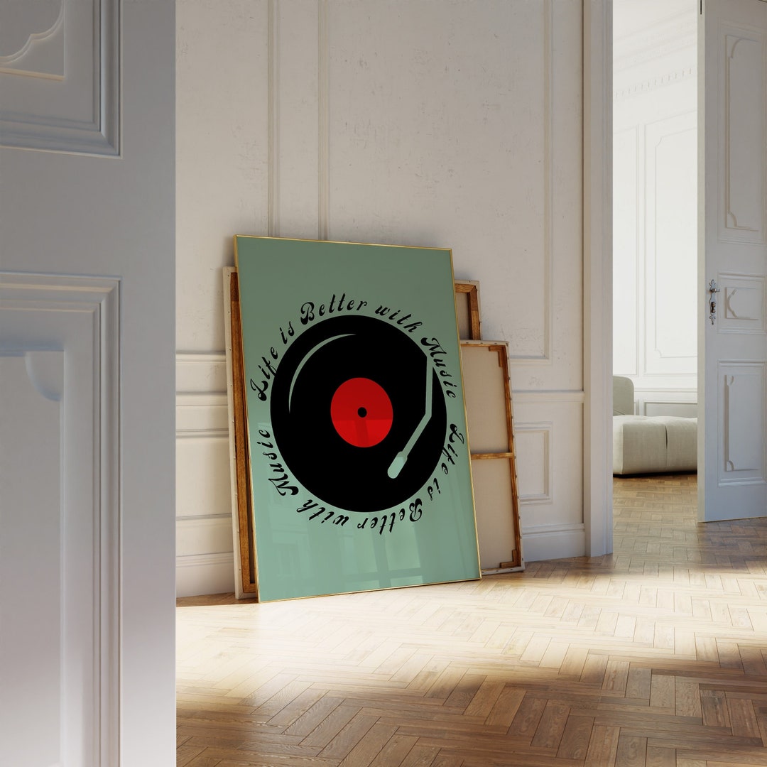 Music Printable Wall Art, Vinyl Poster Print, Retro Art Print Digital Download, Mid Century