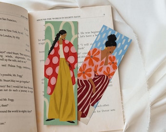 Printable Bookmark Set of 2: Eclectic Abstract Female Art Bookmark, Illustrated Art Bookmarks