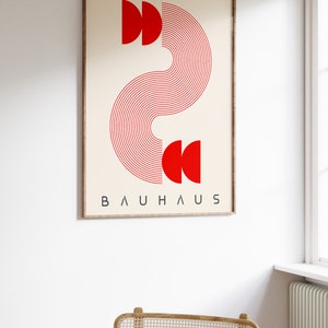 Bauhaus Printable Poster Set, Red Mid Century Modern Print Set of 2 ...