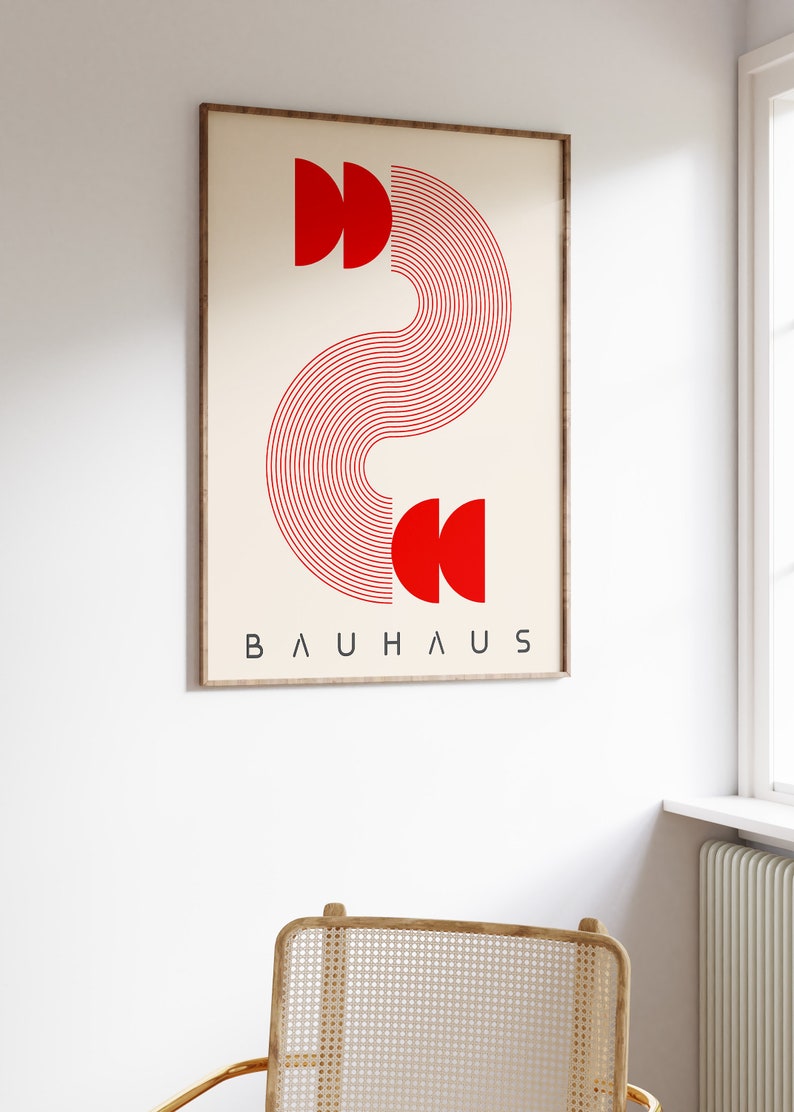 Bauhaus Printable Poster Set, Red Mid Century Modern Print Set of 2 ...