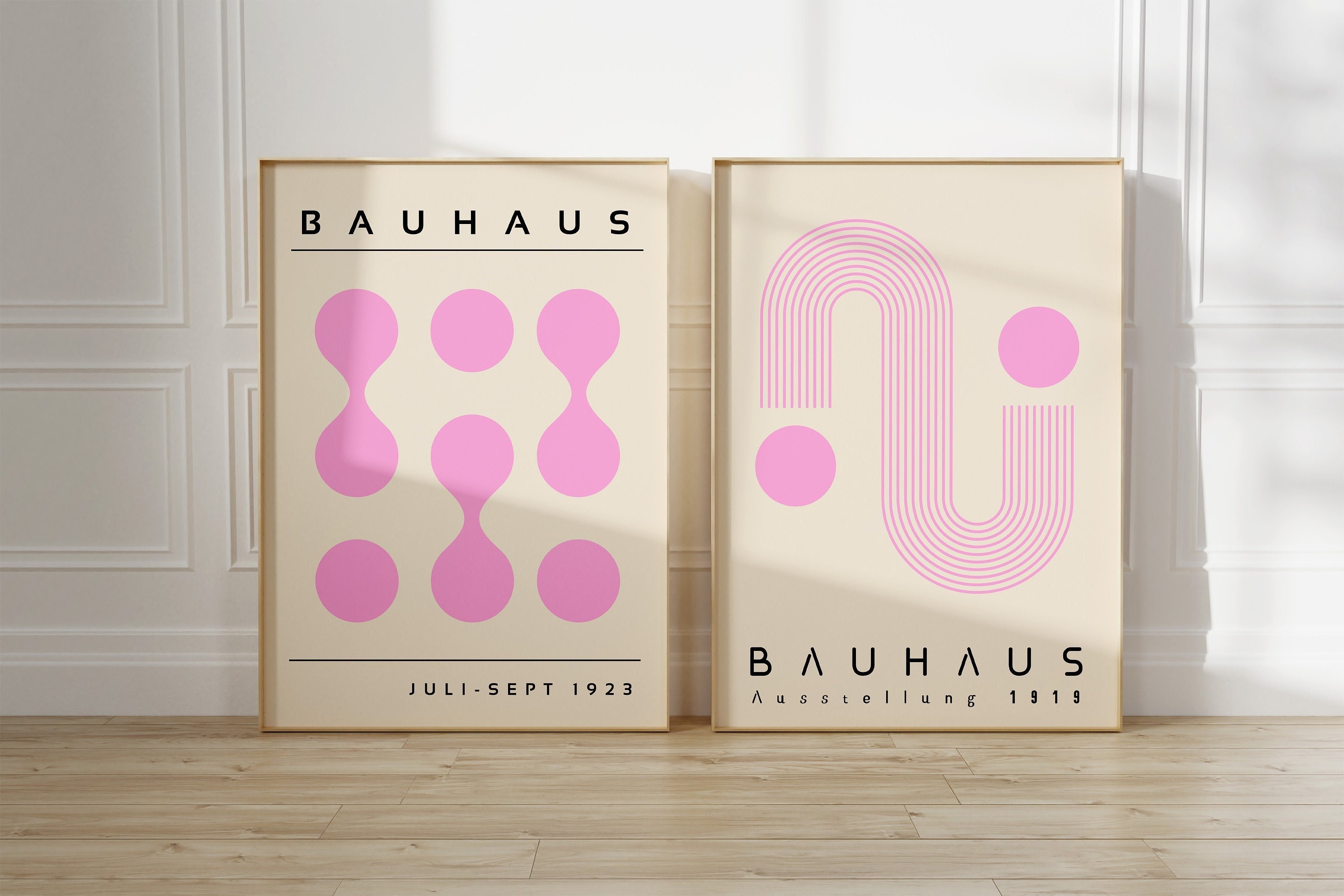 Pastel Pink Bauhaus Printable Poster Set of 2 Minimalist - Etsy
