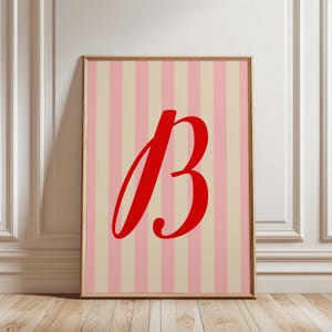 Personalized Letter Print, Custom Initial Printable Wall Art Alphabet Print, Colorful Letter Wall Art, Striped Monogram Print, Letter Poster