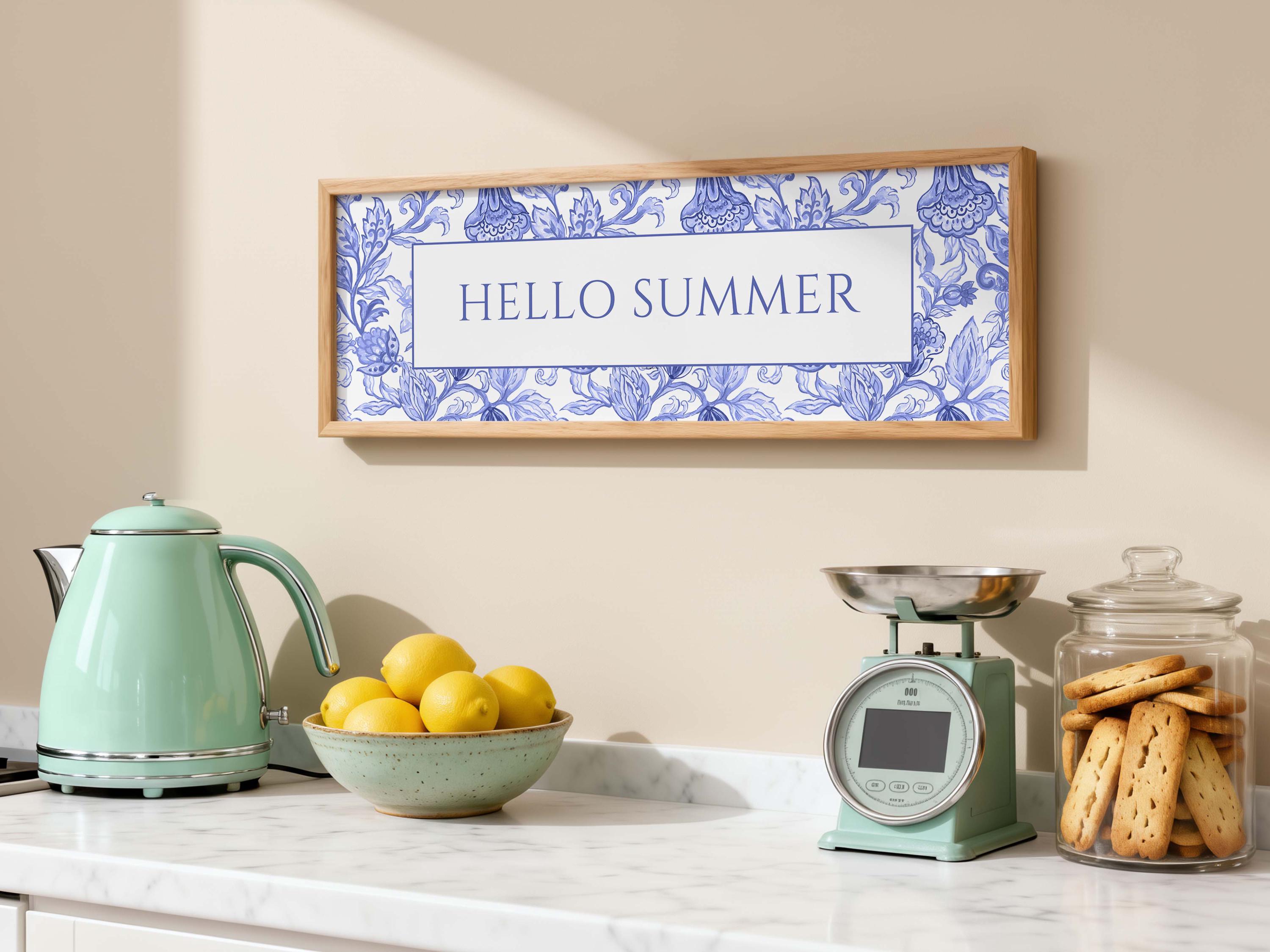 Hello Panoramic Hello Summer 3:1 Panoramic Art Print, Printable Coastal Decor, Cottage ...
