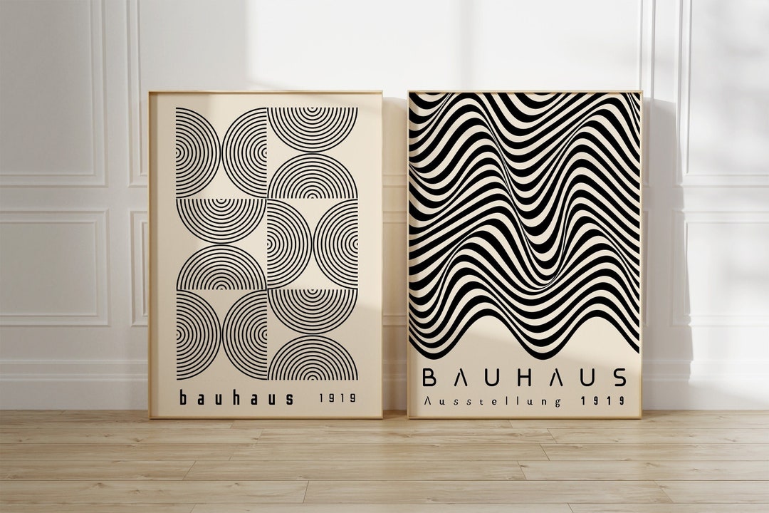 Set of 2 Bauhaus Printable Exhibition Posters, Mid Century Modern