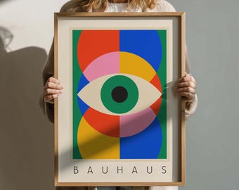 Bauhaus Geometric Eye Poster: Modern Abstract Evil Eye Graphic Print (Digital Download)