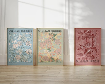 William Morris Printable Wall Art, Gallery Wall Set of 3, William Morris Print, Living Room Wall Decor, Trendy Morris Digital Art