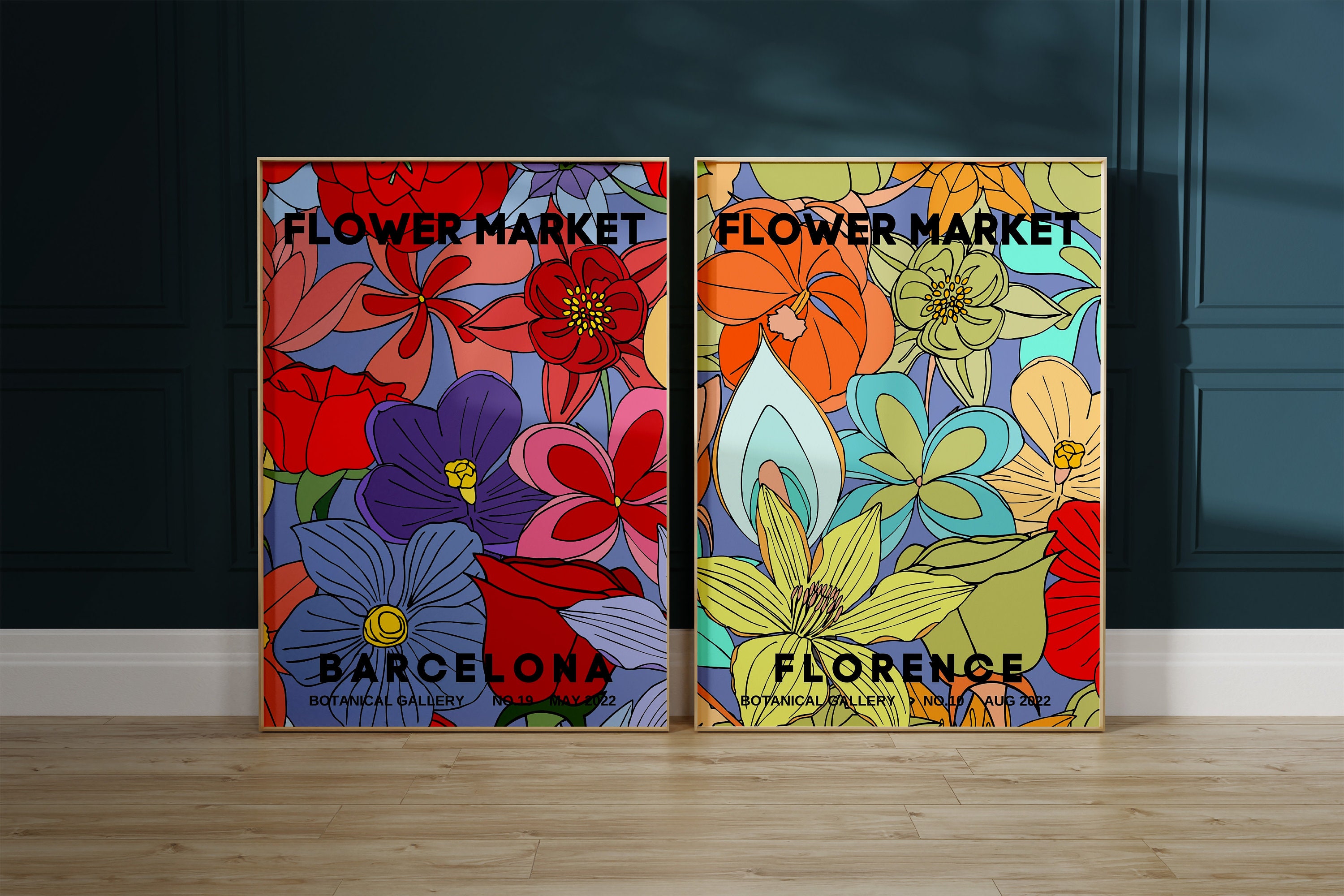 Flower Market Printable Wall Art Set of 2 Floral Gallery Wall - Etsy