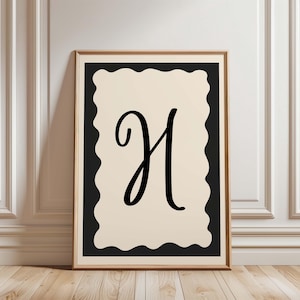 Personalized Letter Print, Custom Initial Printable Wall Art Alphabet Print Wall Decor Gift, Minimalist Printable Art Elegant Typography Art