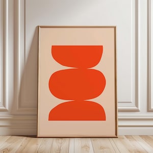 Orange minimalistische abstrakte druckbare Wandkunst, moderne Kunst Poster, skandinavische abstrakte Kunst, großer abstrakter Druck, bunter Druck