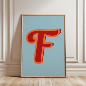 Personalized Letter Print, Custom Initial Printable Wall Art Alphabet Print, Colorful Letter Wall Art, Funky Letter Print, Letter Poster