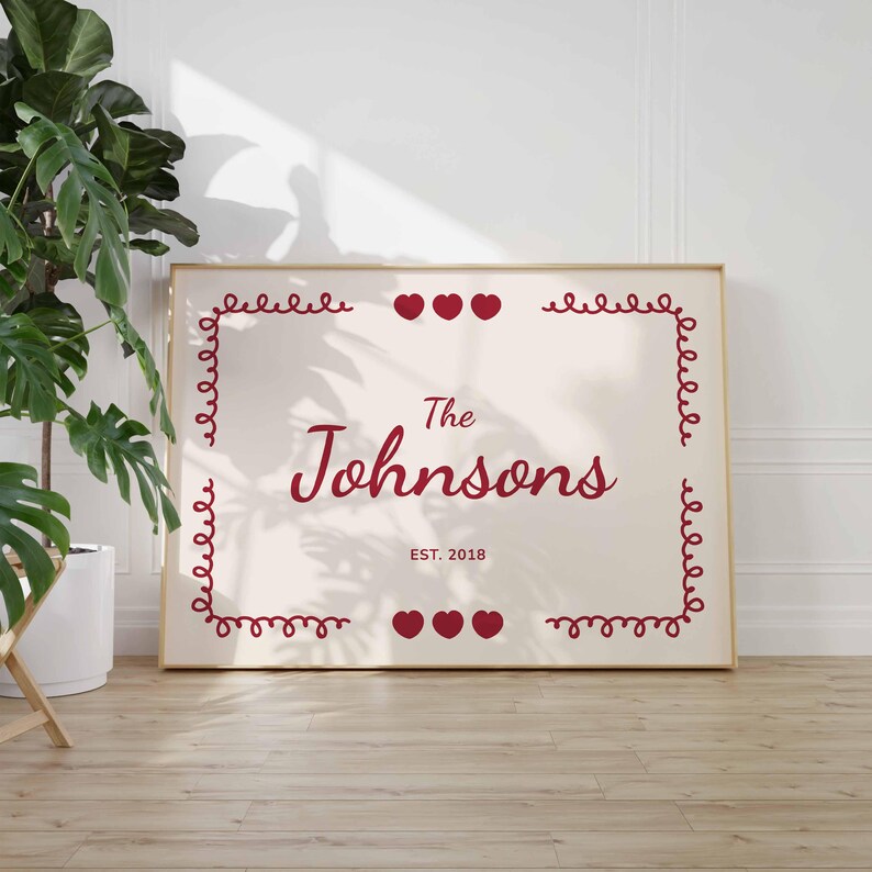 Personalized Family Name Print: Custom Last Name Printable Poster ...