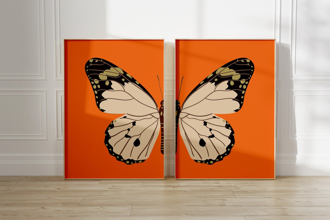 Butterfly Printable Wall Art Set of 2 Split Butterfly Art Etsy