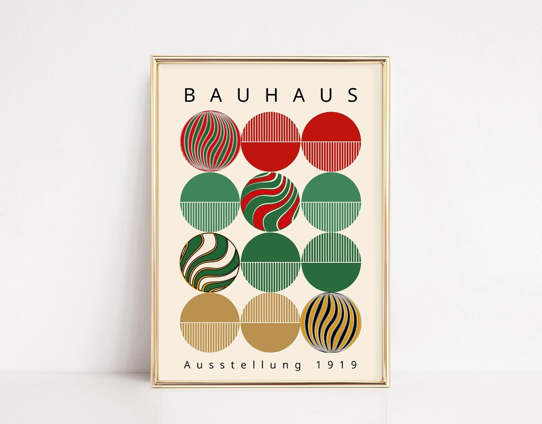 Bauhaus Christmas Printable Wall Art, Retro Christmas Print, Bright ...