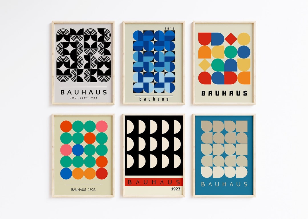 Bauhaus Printable Wall Art Set of 6, Mid Century Modern Wall Art Prints ...