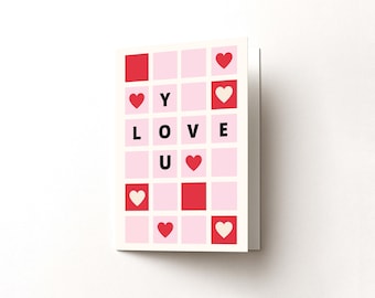 Tarjeta de felicitación "Te amo": Tarjeta romántica de San Valentín imprimible y plegable (Descarga digital)