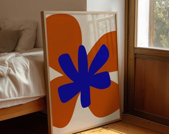 Abstract Floral Wall Art:  Minimal Colorful Flower Print (Digital Download)