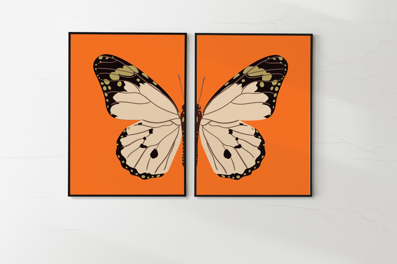 Butterfly Printable Wall Art Set of 2 Split Butterfly Art Etsy