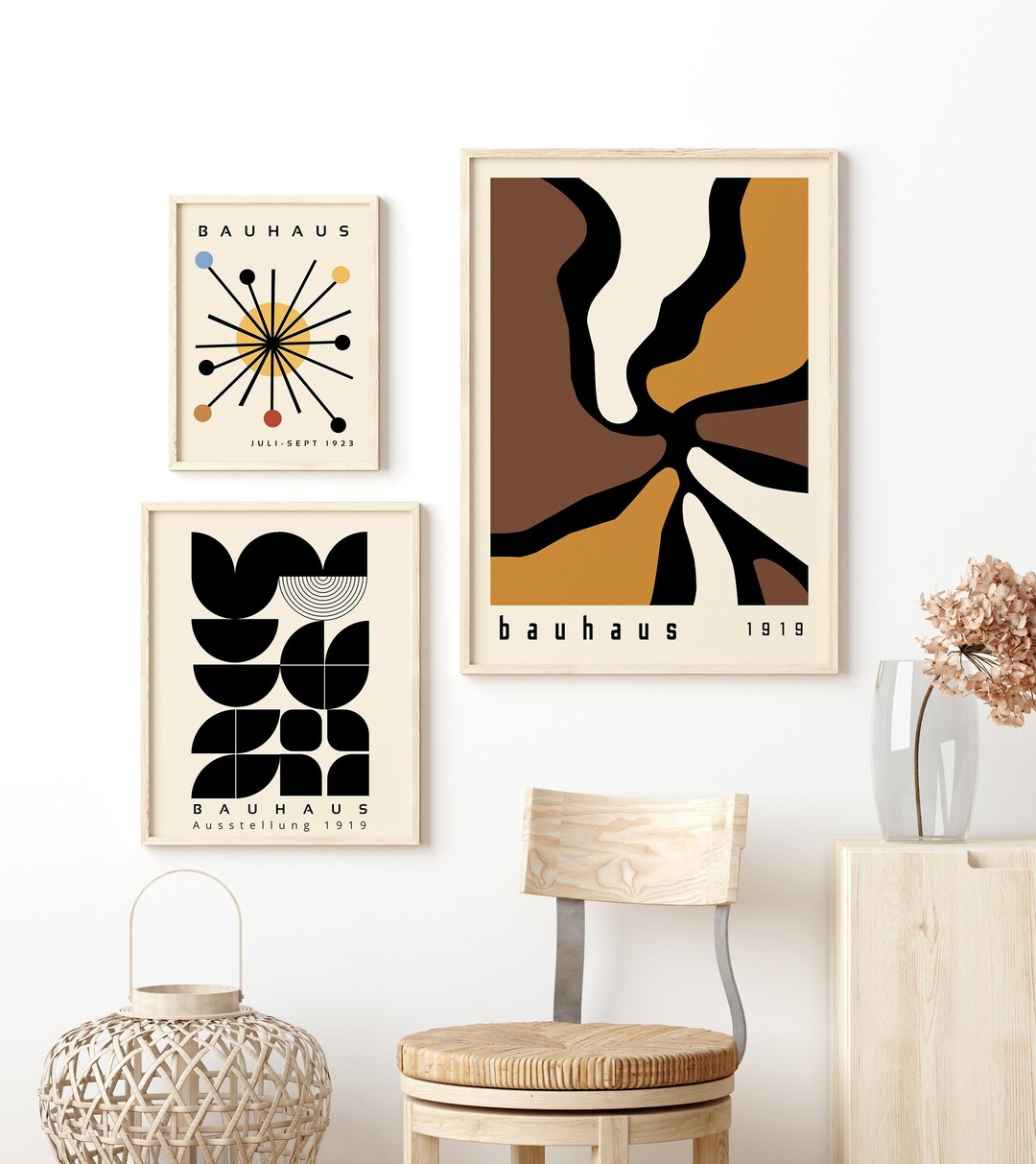 Mid Century Modern Printable Wall Art Set, Bauhaus Print Set of 3 ...