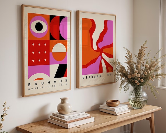 Bauhaus Style Print Set: Geometric Retro Wall Art (digital