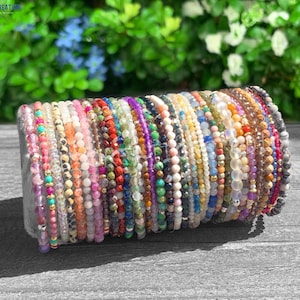 Minimalist Bracelet -Natural Gemstone Dainty Bracelet- Delicate Crystal Bracelet, Skinny Stacking Layering Gift BUY 3 GET 1 FREE