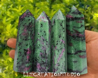 Ruby Zoisite Obelisk Tower-Natural Stone Tower Point-Crystal Obelisk Wand-Throat Chakra Tower-Generator Polished Healing Crystal Home Decor