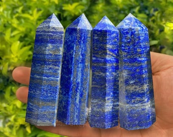 Natural Lapis Lazuli Tower Point-Blue Gemstone Tower-Crystal Obelisk Wand-Throat Chakra Stone Tower-Lapis Lazuli Healing Crystal Home Decor