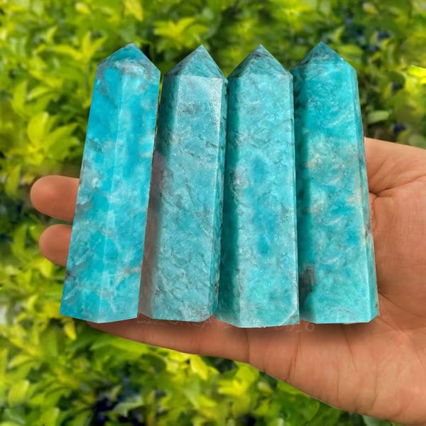 Amazonite Tower Point-Natural Blue Gemstone Tower-Crystal Obelisk Wand-Chakra Tower-Throat Chakra Stone Polished Healing Crystal Home Decor