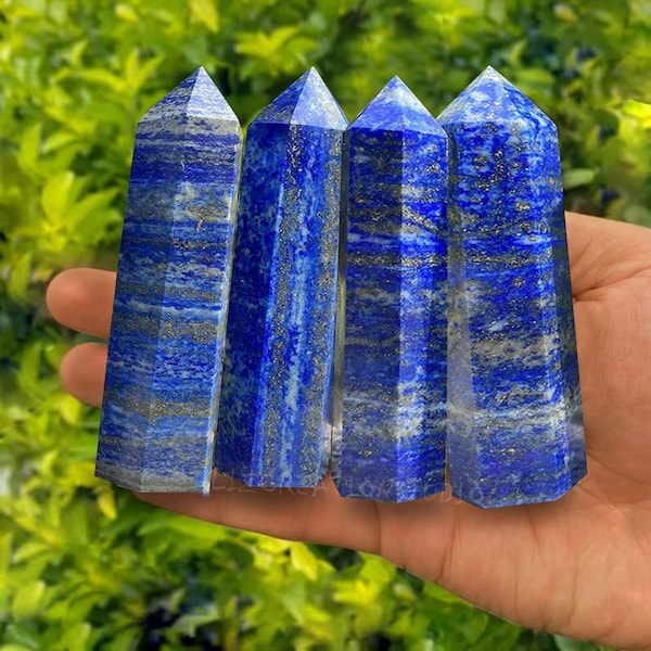 Natural Lapis Lazuli Tower Point-Blue Gemstone Tower-Crystal Obelisk Wand-Throat Chakra Stone Tower-Lapis Lazuli Healing Crystal Home Decor