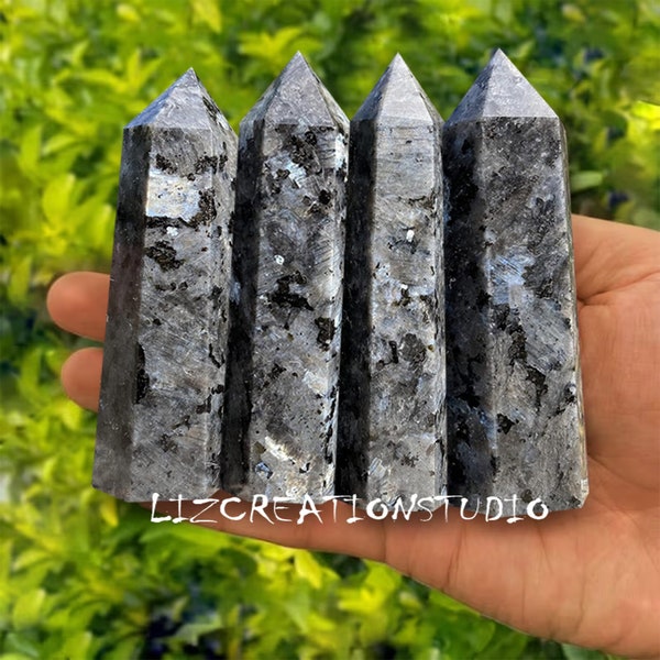 Grade A++ Natural Larvikite Stone Tower Point, Gemstone Tower, Crystal Obelisk Wand, Chakra Tower, Healing Crystal, Home Decor, Crystal Gift