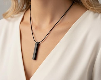 Collar de obsidiana negra, colgante de barra de piedra preciosa natural, joyería de cristal curativo, regalo del chakra raíz