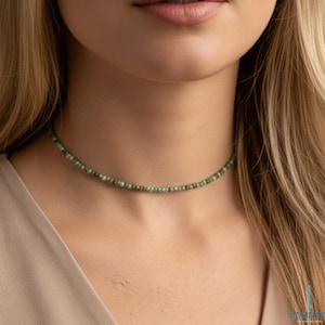 Dainty African Turquoise Choker, Stone of Evolution Necklace, December Birthstone, Boho Minimalist Gift