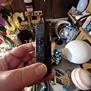 Blue Goldstone Tower Point, Natural Gemstone Healing Crystal Obelisk Wand, Mineral Specimens ,Office Decor image 5