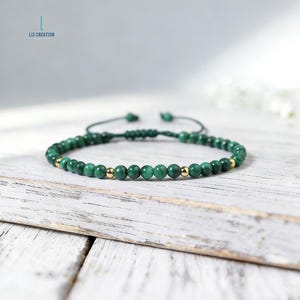 Bracelet de guérison minimaliste en cristal de malachite, bracelet délicat de pierres précieuses naturelles - Pierre de transformation et de protection