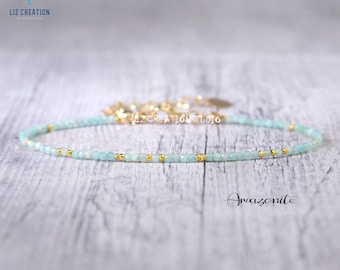 Amazonite Minimalist Bracelet -Natural Stone Dainty Bracelet- Healing Crystal Delicate Bracelet, Spiritual Protection Gift for Women