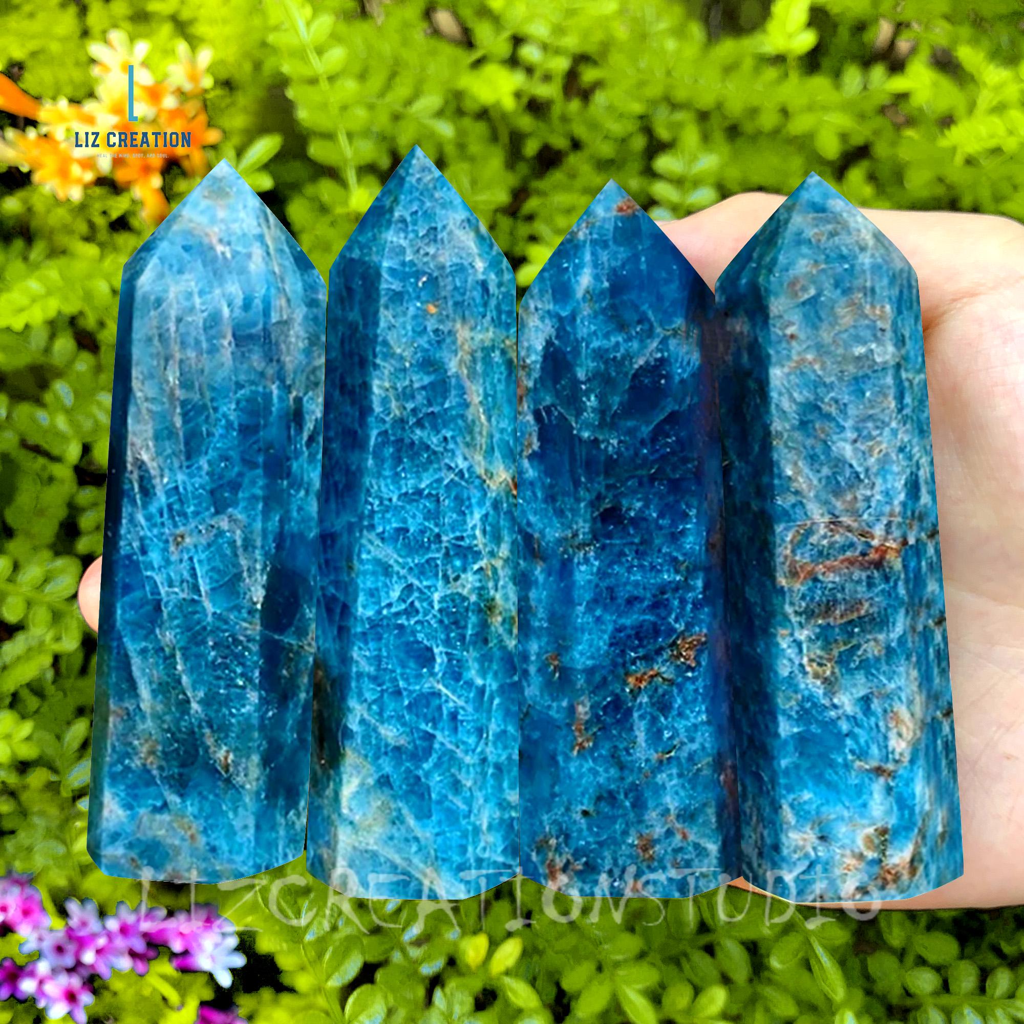 Blue Apatite Tower, Blue Apatite Point- Mineral Specimen Apatite Stone Obelisk Wand- Apatite Crystal Meditation Energy Reiki Gift Home Decor