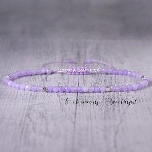 Minimalist Lavender Amethyst Crystal Bracelet -Natural Lavender Amethyst Stone Dainty Bracelet-  February Birthstone Healing, Crown Chakra