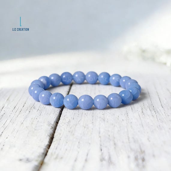 Blue Lace Agate Crystal Bracelet, Natural Stone Stretch Bracelet, Throat Chakra, Self-forgiveness - New Zealand Blue Lace Agate Crystal Bracelet, Natural Stone Stretch Bracelet, Throat Chakra, Self-forgiveness - New Zealand