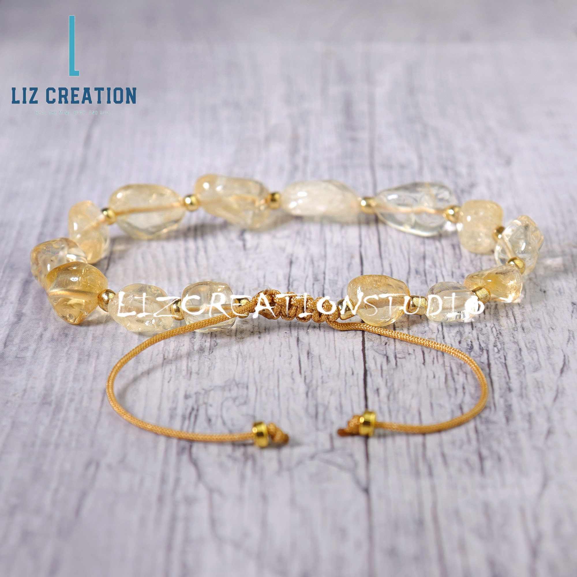 Citrin Armband - Zierliches Armband aus Naturstein - Zartes Citrin Kristall Armband, Solarplexus Chakra, November Geburtsstein Geschenk für Frauen