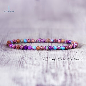 Delicate Galaxy Sea Sediment Jasper Bracelet - Natural Gemstone Dainty Bracelet- Delicate Crystal Bracelet for Women, Heart Chakra Gift