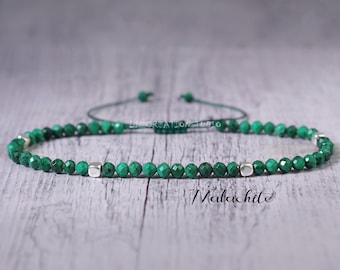 Malachite Bracelet- Minimalist Bracelet -Natural Stone Dainty Bracelet- Healing Crystal Delicate April and May Birthstone Spiritual Gift